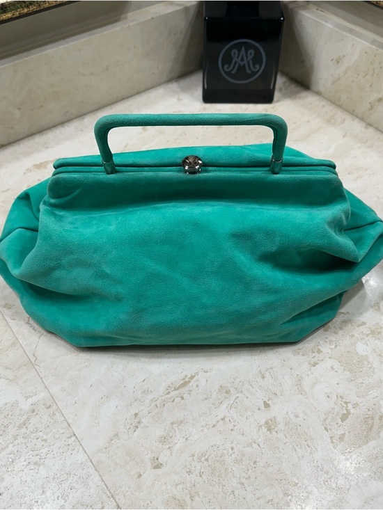 Marni Handbags - MARNI Turquoise Suede Top-Handle Women's Bag🌸